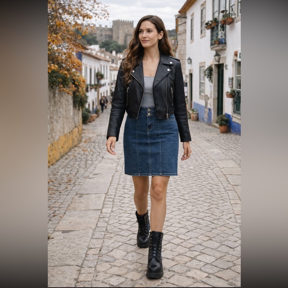 Urban Star Denim Skirt with Contrast Stitching size 8.